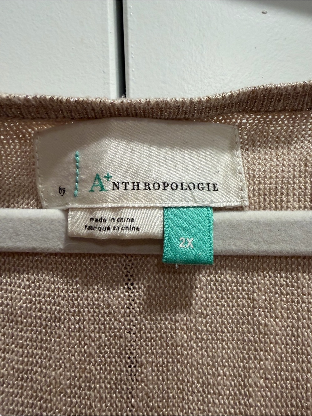 Anthropologie Open-Knit Top in Light Beige